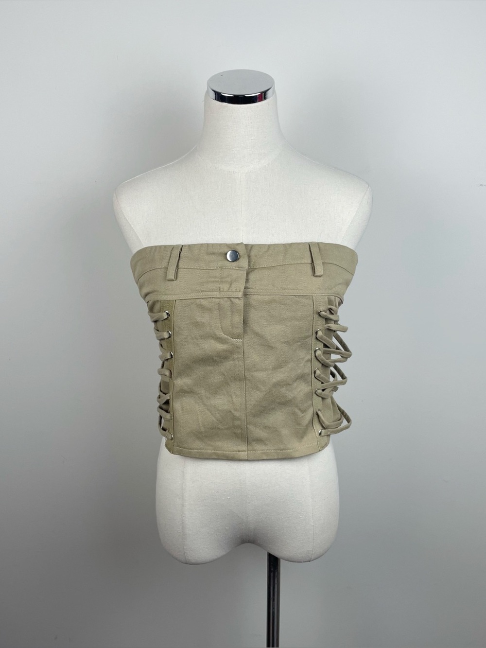 PrettyLittleThing Camel Tan Lace Up Side Corset Top New Women Size 2